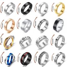 Anti estrés ansiedad Fidget Spinner pareja anillos girar libremente joyería para hombres mujeres anillo de nudillo de acero inoxidable boda Bague