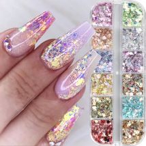 Mermad Iridescente Misto Esagono Glitter per unghie Paillettes Paillettes Olografiche Paillettes Fiocchi Nail Art Polvere Gel Smalto Accessori per manicure