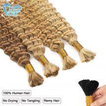 Deep Wave Human Hair Bulk  100% Deep Wave Bulk Hair Bundles  16-28in No Weft Human Hair Extension 50g 100g