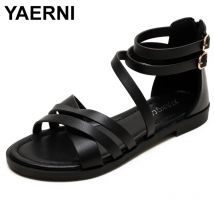 YAERNI-Sandalias planas de playa para mujer, zapatos sencillos e informales, de talla grande 36-42, a la moda, para vacaciones, romanas, para verano
