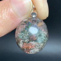 Natürliche Einschlüsse Gelb Orange Grün Garten Quarz Halsketten Frauen Regenbogen Flash Reiki Perlen Klare Kristalle Lodolit Quarz