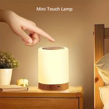 Luz nocturna LED inteligente, lámpara de mesa portátil con Control táctil, decoración de cambio RGB recargable por USB para dormitorio de niños, decoración de Camping