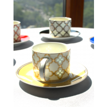 LIANHUA POTTERY Linglong Porcelain Coffee Cup And Saucer Set 150ml Single Piece, 6 Color Options Anniversary And Festival Gift