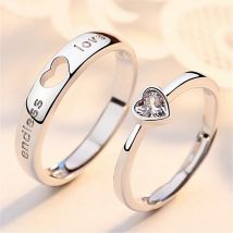 2 pz/set Cuore di Amore Corrispondenza Anelli di Coppia per Le Donne Degli Uomini Amante Per Sempre Amore Infinito Anello di Nozze San Valentino Incontri Gioielli