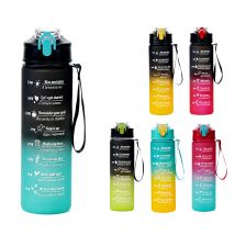 Auslaufsichere Wasserflasche mit Strohhalm, zweifarbige Sprühfarbe, hochwertige tragbare Getränkeflaschen für Touren und Wandern, 800 ml