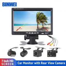 BINWEI 7 Inch Car Monitor with Night Vision LED Rear View Camera, Universal HD Reversing Display for Parking Assistance