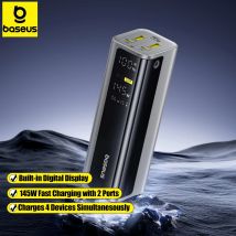 Baseus 145W Power Bank 20800mAh PD 100W Fast Charging with Smart Digital Display Portable External PowerBank for Laptop Phone 17