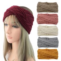 1 Piece Winter Cross Headband Knitted Chunky Headband Elastic Crochet Turban Ear Warmer Headwrap for Women Girl Hair Accessories