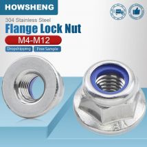 HOWSHENG 2–40 Stück Sechskantflansch-Kontermutter mit Nyloneinsatz M4 M5 M6 M8 M10 M12 Edelstahl-Sechskantflansch-Kontermutter
