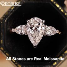 Waterdrop Shape Full Moissanite Engagement Rings for Women 925 Sterling Silver Wedding Band Jewelry Pear Cut Diamond with GRA