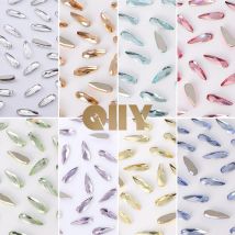QIIY 50Pcs 2x6/3x5mm Water Droplet Glass Rhinestones Flatback Diamond Gems 3D Glitter Nail Art Decoration Craft Making