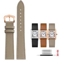 Rindsleder-Uhrenarmband für Cartier Tank SOLO London Clé de 14 16 18 20 mm schwarz braun weiß grau Herren Damen-Uhrenarmband Schnellverschluss