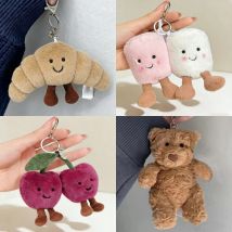 JC Marshmallow Plüsch-Schlüsselanhänger, Plüsch-Kirsch-Taschenanhänger, Kleiner Schildkröten-Plüsch, Croissant-Schlüsselanhänger, Kleiner Pinguin-Anhänger