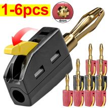 1–6 Stück Bananenstecker ohne Löten, 4 mm, Schnelldraht zum Anschließen von Klinken, Audio, Musik, Lautsprecher, vergoldete Kupfer-Bananenstecker