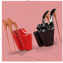 Schwarze Slip-On Plateau-Sandalen mit Hohldesign, Dünnem Hohem Absatz und Peeptoe, Modische Sexy Sommerschuhe 2025 für Damen, Zapatillas Mujer