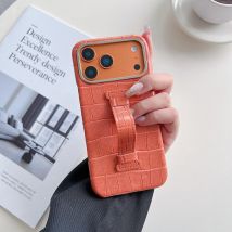 New Crocodile Pattern Suitable for iPhone 17 Wristband Holder Phone Case 16promax Half Pack 15pro 14 13 12 11 Protective Cover