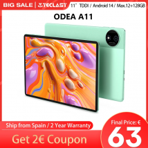 Tablet Android 14 Odea A11, TDDI da 11 pollici, (4 GB + 8 GB) 12 GB di RAM, 128 GB di ROM, 8 core, UNISOC T606, 1280x800, Mali-G57, 7000 mA
