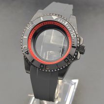 40.5mm black GMT case with Chapter ring stainless steel waterproof fits for N H35NH36 movements transparent back case 20mm strap