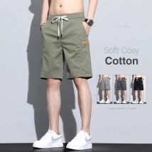 Sommer Kordelzug Casual Shorts Herren Mode Baumwolle Elastische Armygreen Grau Schwarz Lose Gerade Bequeme Knielange Shorts