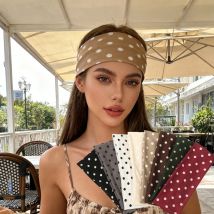 AWAYTR Bohemian Wide Stretch Stirnbänder Polka Dot Headwrap Turban Damen Wide Yoga Elastic Haarbänder Bandana Haarschmuck