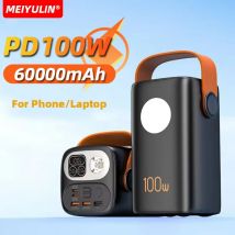100 W PD Große Kapazität 60000 mAh Power Bank Für Laptop Tragbare USB C Schnelle Lade Externe Batterie Für iPhone 16 Samsung Xiaomi