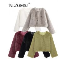 Nlzgmsj Luxus Flauschigen Faux Pelz Mäntel Frauen Winter Revers Casual Mäntel Dicke Warme Lange Mantel Weibliche Mode Oberbekleidung