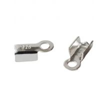 1 pair,Solid 925 Sterling Silver Cove Clasps Cord End Caps String Ribbon Leather Clip Tip Fold Crimp Bead Connector For Jewelry
