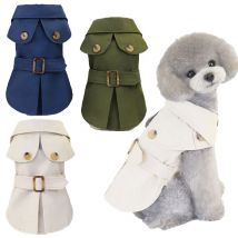 Cappotto per cani in stile britannico, giacca a maniche corte, abbigliamento per animali domestici, trench verde Kahai per cani di piccola taglia, abbigliamento per Yorkie Chiwawa, XXL
