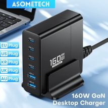 Asome tech gan 160w usb ladegerät desktop schnell aufladen usb typ c ladegerät pps pd ladegerät für iphone xiaomi samsung s23 ultra laptop