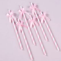 16 stücke Bogen Muster Rosa Streifen Trinkhalme Geburtstag Hochzeit Party Dekoration Kinder Jungen Mädchen Baby Dusche Dekor Liefert Geschenke
