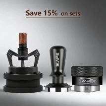 IKAPE Espresso-Produkte, Kaffee-Werkzeug-Set mit rotierenden WDT-Werkzeugen und V3-Manipulator und Händler (dreiteiliger Anzug, Schwarz/Silber)