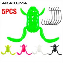 5Pcs Soft Frog 5/10g Floating Fishing Lure Artificial Frog Silicone Swimbait Topwater Casting Lure Plastic Kicking Frog Bait