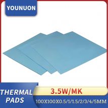 YOUNUON 100 x 100 mm, 0,5 mm, 1 mm, 1,5 mm, 2 mm, 3 mm, 4 mm, 5 mm, Thermopad, CPU-Kühlkörper-Pad, Kühlung, leitfähiges Silikon, thermisch