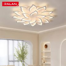 IRALAN-candelabro de techo LED de loto, Control por aplicación remota, atenuación infinita, lámpara colgante para dormitorio, estudio, decoración del hogar