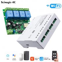 4CH Tuya Wifi Relay Smart Wireless Switch Module 4-kanałowy 7-32V 85-250V 220V 110V 2200W RF433 10A 4-drożny odbiornik dla Alexa