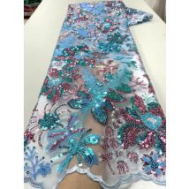 1 Yards Neueste Afrikanische Pailletten Perlen Spitze Stoff Weiß Stickerei Französisch Mesh Pailletten Spitze Stoff Nigerianischen Tüll Spitze Für Party