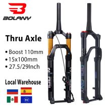 BOLANY MTB horquilla eje pasante con ajuste de rebote Boost suspensión delantera 15*100MM 15*110MM 29 pulgadas dirección cónica bicicleta de montaña