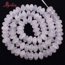 Natural White Rock Crystal Quartz Rondelle Frost Loose Stone Beads For DIY Necklace Bracelats Jewelry Making 15" 3x6/4x8/5x10mm