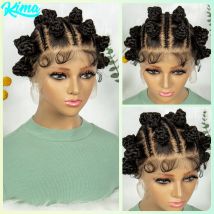 Synthetische volle Spitze geflochtene Perücken kurze süße handgemachte Bantu geflochtene Perücken mit Babyhaar für schwarze Frauen Spitze Frontal Zöpfe Perücken