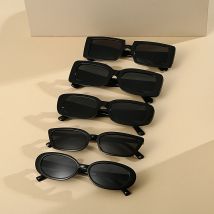 5Pcs Women's European and American Classic Mixed Black Classic Set Glasses, Cool and Versatile Street Style Beach Glasses Set