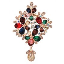 Wuli&baby Elegant Crystal Flowers Brooches Pins 3-color Royal Style Plants Brooch For Women' s Clothes Fashion Jewelry Gifts