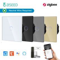 BSEED Zigbee 1/2/3Gang Interruttori Touch Interruttore Della Luce Della Parete Intelligente Tuya Google Vita Intelligente Alexa App Pannello di Controllo In Vetro No Neutro