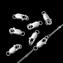 2Sets 925 Sterling Silver Spring Lobster Clasps Hooks Claw with Jump Rings for Jewelry Making Findings Making Accessories