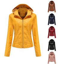 New Women Faux Leather Jacket Autumn Winter Long Sleeve Fleece Warm Fashion Ladies Solid Zipper Biker Coat Female Casual Outwear