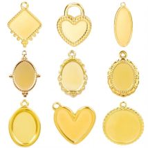 5 pz/lotto in Acciaio Inox Rotondo Ovale a Forma di Cuore Vassoio Pendenti Impostazioni Base Pendenti e Ciondoli Gioielli FAI DA TE Che Fanno Forniture Collana Orecchino