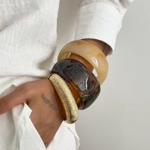 Salircon 3 Style Vintage Punk Żywiczne Akrylowe Grube Szerokie Bransoletki Damskie 2025 Nowe Modne Geometryczne Okrągłe Bransoletki Steampunk Biżuteria