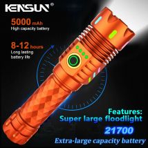 4-LED-Taschenlampenfeuer, leistungsstärkste, superhelle Taschenlampe mit hohem Lumen, Typ-C-Ladeleistungsanzeige, taktische Patrouillen-Taschenlampe