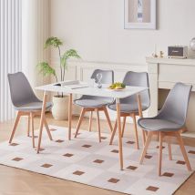 EGOONM Set di 4 / 6 sedie da pranzo moderne sedie da cucina con sedile imbottito gambe in legno di faggio in ecopelle per cucina sala da pranzo