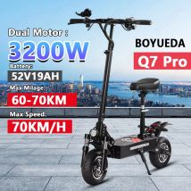 BOYUEDA Q7Pro Escooter 3200W doppio motore 52 v19ah batteria Dual Drive 10 pollici adulto E-Scooter pneumatico silenzioso Scooter elettrico pieghevole