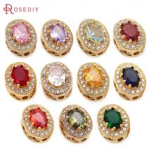 6PCS 13,5x11MM 18K Gold Farbe Messing Oval Spacer Perlen Armbänder Perlen Hohe Qualität Diy schmuck Zubehör Machen Materialien